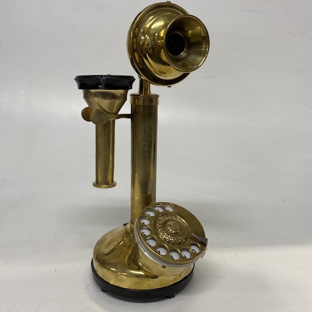PHONE, Telephone 1900s Antique Brass Candlestick Style